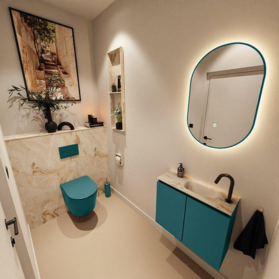 MONDIAZ TURE-DLUX Meuble de toilettes 60cm Smag. EDEN lavabo Frappe position droite. Avec 1 trou de robinet.