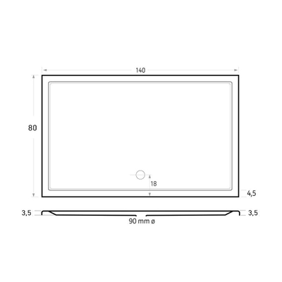 Xenz Mariana douchebak - 140x80x7 - Acryl - wit