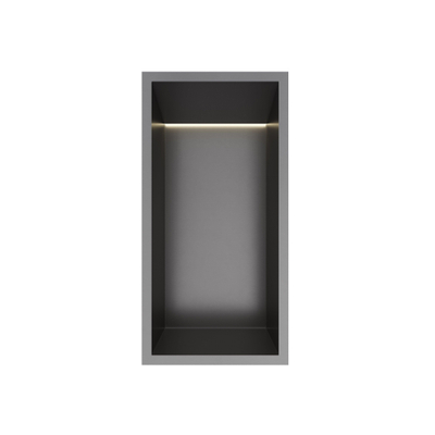 Hotbath &MORE Inbouwbox of inbouwnis - 30x15x10 - met LED - IP44 - PVD - geborsteld gunmetal (antraciet)