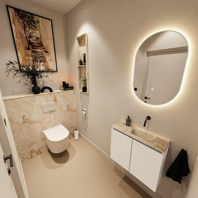 MONDIAZ TURE-DLUX 60cm toiletmeubel Talc. EDEN wastafel Frappe positie rechts. Zonder kraangat.