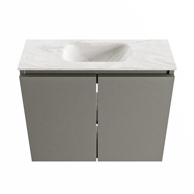 MONDIAZ TURE-DLUX 60cm toiletmeubel Smoke. EDEN wastafel Ostra positie midden. Met 1 kraangat.