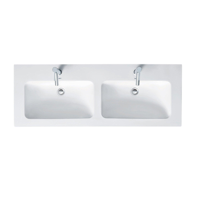 Duravit Me by starck Meubelwastafel dubbel - 2 kraangaten - met overloop - 130x49cm - mat wit