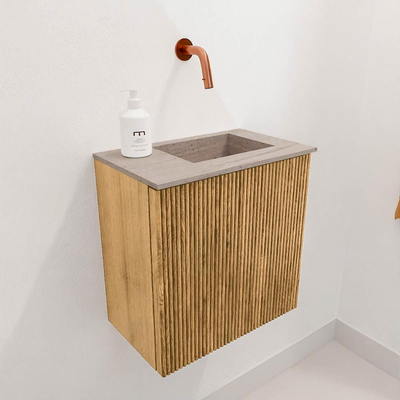 Mondiaz JOYA-DLUX Meuble de salle de bains 40cm - couleur Chêne - Vasque FAYE position Droite Sans trou de robinet couleur Saba.