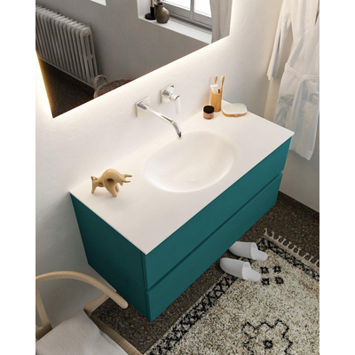 Mondiaz VICA ensemble de meuble de salle de bain - 100cm - meuble sous-vasque smag - 2 tiroirs - lavabo moon milieu - sans trou de robinet version XL 60cm de haut