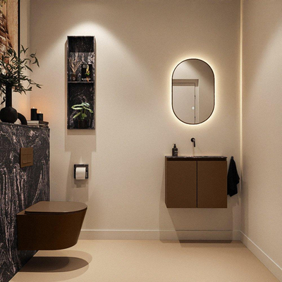 MONDIAZ TURE-DLUX Meuble toilette - 60cm - Rust - EDEN - vasque Lava - position centrale - sans trou de robinet