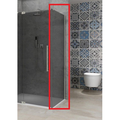 Van Rijn Products ST08 Vaste wand - 90x200cm - grijs rookglas - dikte 8mm - muurprofiel - RVS
