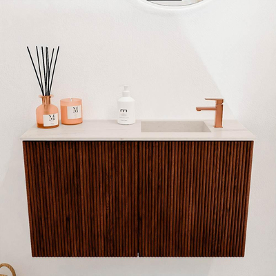 Mondiaz JOYA-DLUX 70cm toiletmeubel - kleur Ruby - Wastafel FAYE positie Rechts 1 kraangat kleur Meli.