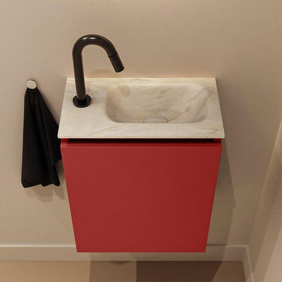 MONDIAZ TURE-DLUX Meuble toilette - 40cm - Fire - EDEN - vasque Ostra - position droite - 1 trou de robinet