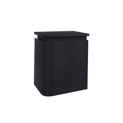 Thebalux Epoch Toiletmeubel - 36x35x41cm - ronding links - hoek rechts - 1 deur - topblad - zonder kraangat - Chocolate