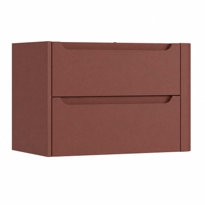 H&R Badmeubelen Juice Meuble sous lavabo - 80x45x50cm - angle droit arrondi - 2 tiroirs - poignée intégrée - Terra mat