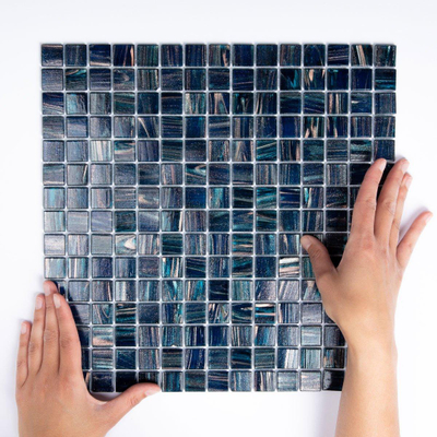 The Mosaic Factory Amsterdam mozaïektegel - 32.2x32.2cm - wand en vloertegel - Vierkant - Glas Dark Blue glans