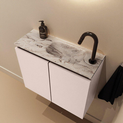 MONDIAZ TURE-DLUX Meuble WC 60cm Rosee. Lavabo EDEN Glace position droite. Avec 1 trou de robinet.