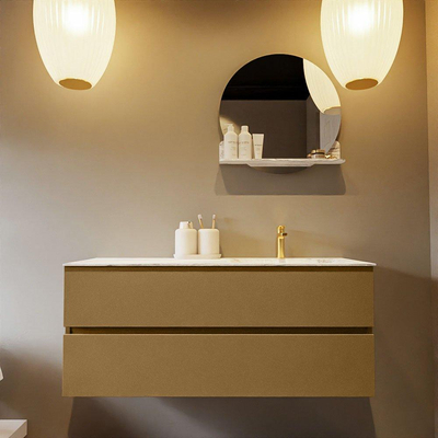 Mondiaz VICA-DLUX Ensemble de meuble de salle de bain - 120cm - meuble sous-vasque oro - 2 tiroirs - lavabo encastré cloud droite - 1 trou de robinet - version haute de 60cm - glace