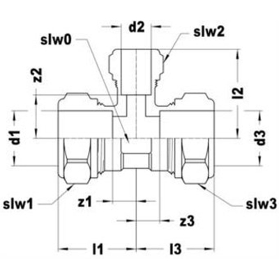 VSH Super Knel Messing knel T stuk verlopend 22x12x22mm