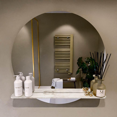 Mondiaz SPOT Badkamerspiegel - rond 80cm - spiegelplanchet - kleur Frappe