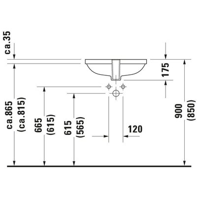 Duravit D-code Onderbouwwastafel - 49.5x32cm - zonder kraangat - met overloop - glans wit
