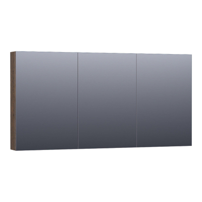 BRAUER Impress armoire de toilette - 140x70x15cm - sans éclairage - avec 3 portes miroir double face - chêne à lamelles noir