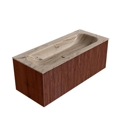 MONDIAZ KURVE-DLUX Meuble de salle de bains 110 cm couleur Ruby avec 1 tiroir et 0 porte. Lavabo BIG MEDIUM Centre 1 trou de robinet Arena.