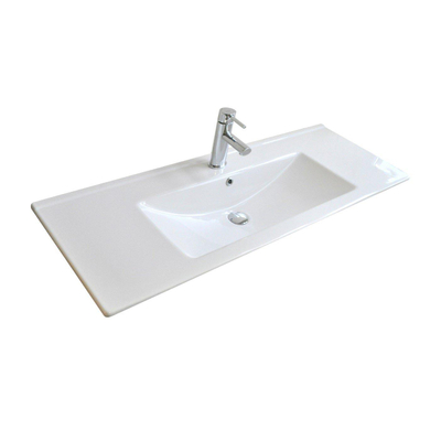 Sanicare q15 lavabo 120x45cm 1 trou pour robinet avec trop-plein rectangle céramique blanc