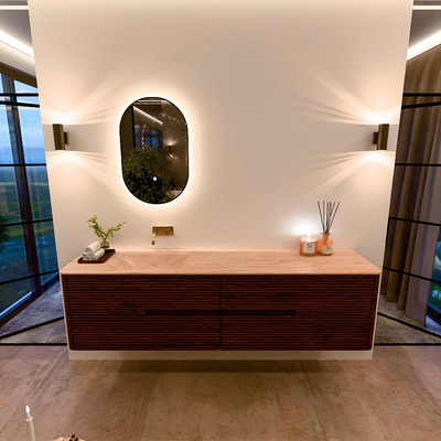 Mondiaz CIRO-DLUX Badkamermeubelset - 190x45x50cm - Solid surface wastafel Saba - 1 wasbak Links - zonder kraangaten - 4 lades - Ruby