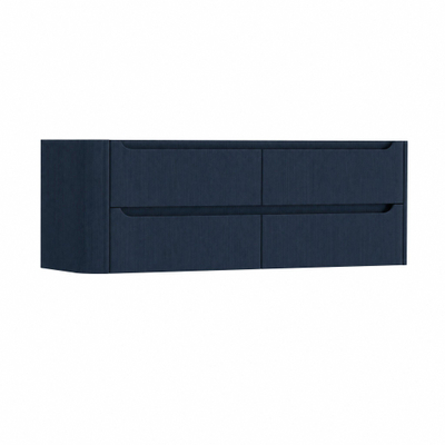 H&R Badmeubelen Juice Wastafelonderkast - 140x45x50cm - linkerhoek afgerond - 4 lades - geïntegreerde greep - blue oak