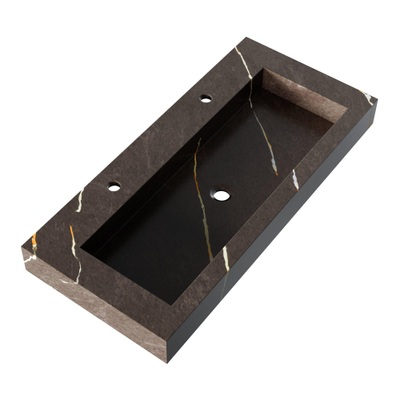 BRAUER Coral lavabo - 100x46x10cm - - 1 vasque - 2 trous de robinet - composite - effet marbre - Copper Brown