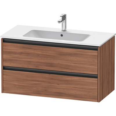 Duravit Ketho.2 Wastafelonderbouwkast - met 2 laden - 101x48x55cm - met grepen antraciet - noten mat