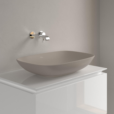 Villeroy & Boch Loop & Friends opzetwastafel - 62x42cm - zonder kraangat - zonder overloop CeramicPlus - mat almond (beige)