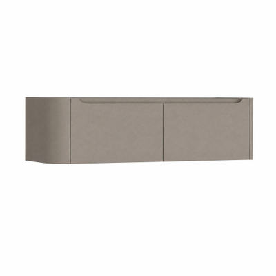 H&R Badmeubelen Juice Wastafelonderkast - 140x45x40cm - linkerhoek afgerond - 2 lades - geïntegreerde greep - olive