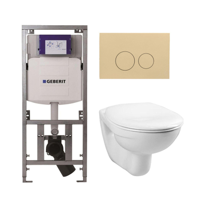 Adema Classico Pack WC suspendu - bâti-support - abattant basic - plaque de commande beige - boutons ronds - blanc