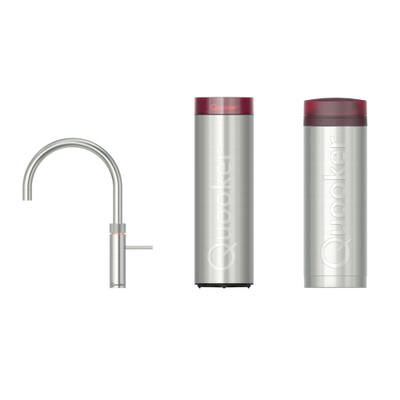 Quooker BE Fusion round robinet d'eau bouillante - bec rotatif - avec réservoir Pro3 et Cube - Inox