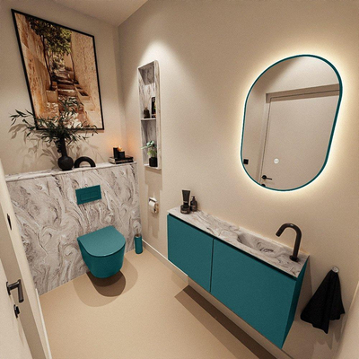 MONDIAZ TURE-DLUX 100cm toiletmeubel Smag. EDEN wastafel Glace positie rechts. Met 1 kraangat.