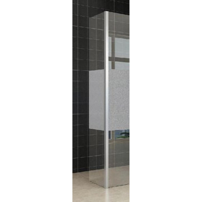 Wiesbaden Panneau latéral 35 x 200 cm avec profil d'angle pour douche à l'italienne chrome avec verre mat NANO 10 mm
