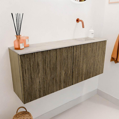 Mondiaz JOYA-DLUX 100cm toiletmeubel - kleur Dusk - Wastafel FAYE positie Rechts Zonder kraangat kleur Ostra.