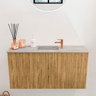 Mondiaz JOYA-DLUX 80cm toiletmeubel - kleur Oak - Wastafel FAYE positie Midden 1 kraangat kleur Glace.