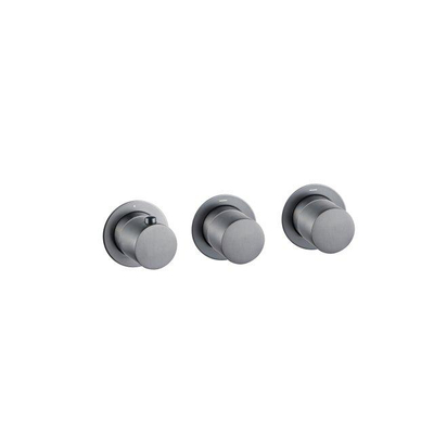 Fortifura Nebbio Ensemble de douche pluie - robinet encastré - partie encastrée - barre coulissante - flexible de douche métal - douchette ronde - bras mural 35cm - pomme de douche ronde - finition PVD gunmetal brossé
