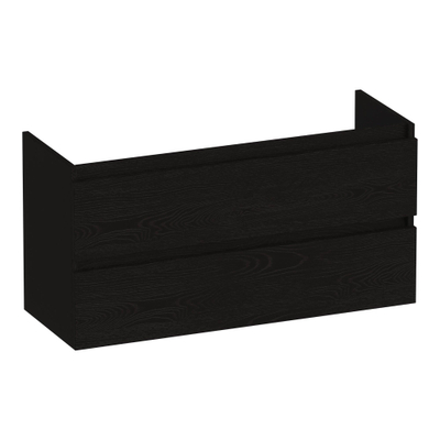 BRAUER Joy meuble sous-lavabo peu profond - 100x39x50cm - 2 tiroirs à fermeture douce - sans poignées - 1 découpe pour siphon - Timber Black