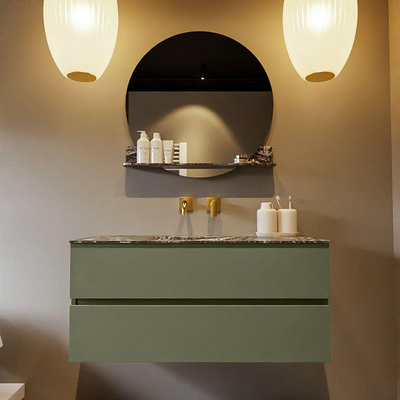 Mondiaz VICA-DLUX Ensemble de meuble de salle de bain - 110cm - meuble sous-vasque armée - 2 tiroirs - lavabo encastré nuage milieu - sans trous de robinet - version haute 60cm - lave