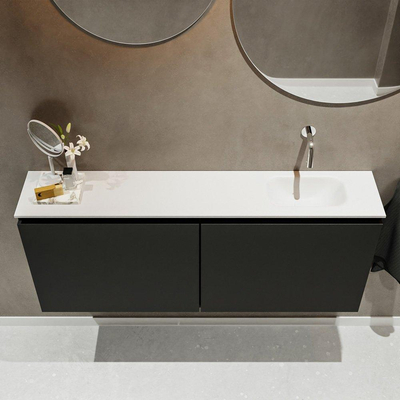 MONDIAZ TURE Toiletmeubel 120x23x50cm met 0 kraangaten 2 deuren urban mat Wastafel Eden rechts Solid Surface Wit