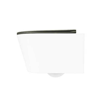Mondiaz LAVIE WC suspendu – sans bride – 36 x 53 cm – avec abattant softclose – Talc (blanc), abattant Army (vert)