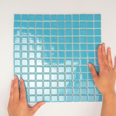 The Mosaic Factory Barcelona mozaïektegel - 30x30cm - wandtegel - Vierkant - Porselein Blue Glans