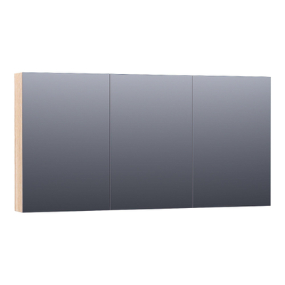 BRAUER Impress armoire de toilette – 139 x 70 x 15 cm – 3 portes, portes-miroir double face – Chêne blanc