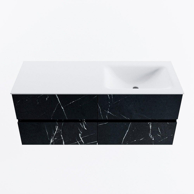 Mondiaz VICA Ensemble de meuble de salle de bain - 120cm - Marquina 4 tiroirs - Lavabo CLOUD - droite - sans trou de robinet - couleur talc - version XL 60cm de haut