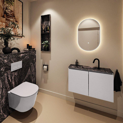 MONDIAZ TURE-DLUX 80cm toiletmeubel Cale. EDEN wastafel Lava positie midden. Met 1 kraangat.