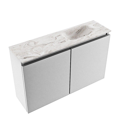 MONDIAZ TURE-DLUX 80cm toiletmeubel Plata. EDEN wastafel Glace positie rechts. Met 1 kraangat.