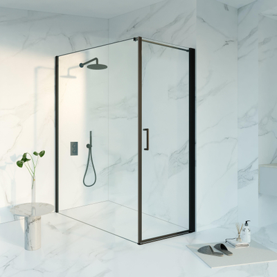 Fortifura Galeria Cabine de douche - 70x180x200 - Profil verre de sécurité - anticalcaire - noir mat