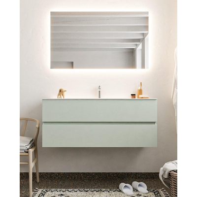 Mondiaz VICA ensemble de meuble de salle de bain - 120cm - meuble sous-vasque greey - 2 tiroirs - lavabo moon milieu - 1 trou de robinet - version XL 60cm haut