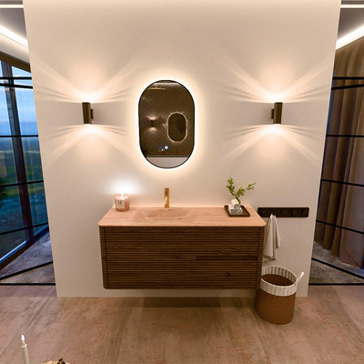 Mondiaz CIRO-DLUX Badkamermeubelset - 120x45x50cm - Solid surface wastafel Saba - 1 wasbak Links - 1 kraangat - 2 lades - Dusk