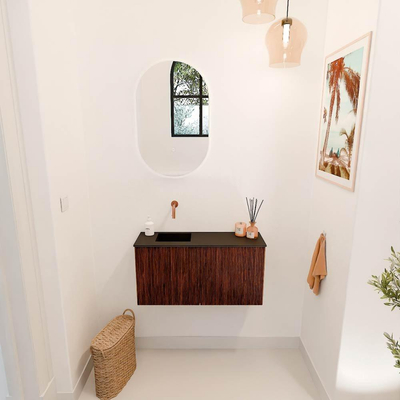 Mondiaz JOYA 80cm toiletmeubel - kleur Ruby - Wastafel FAYE positie Links Zonder kraangat kleur Urban.