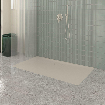 Villeroy & Boch Ecora douchebak - 140x80x3.5cm - afvoer lange zijde - almond (beige)